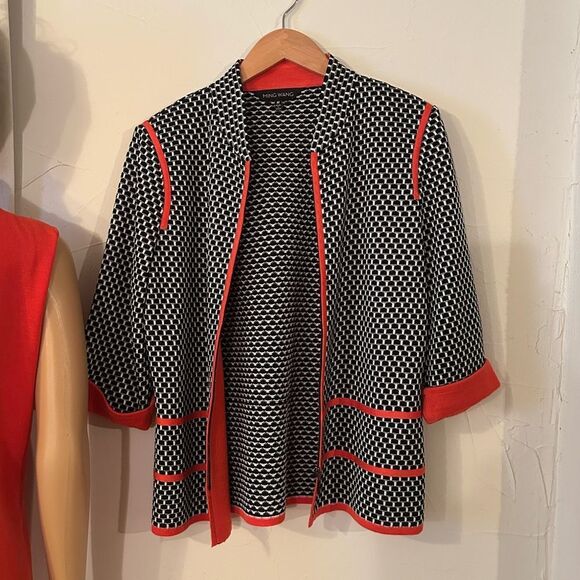 Ming Wang Set Women’s Size Medium Matching Red/Orange Tank Top and Jacket - Picture 6 of 16
